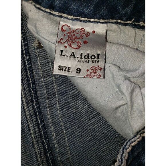 Women's Jeans Embellished Rhinestone Low Rise Straight Leg Denim Jeans Size 9 - Picture 10 of 10